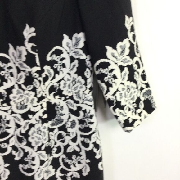Adrianna Papell Womens Fitted Placed Printed Lace Dress Black White Size 6 NWT - Picture 6 of 16